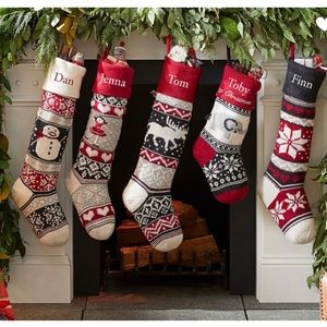 Natural Fair Isle Christmas Stocking Snowflake